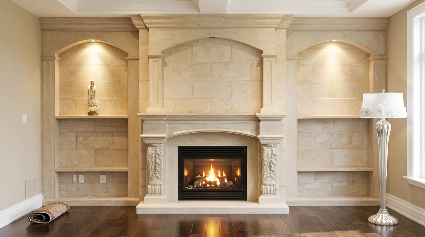Custom Cast Stone Mantel M-040