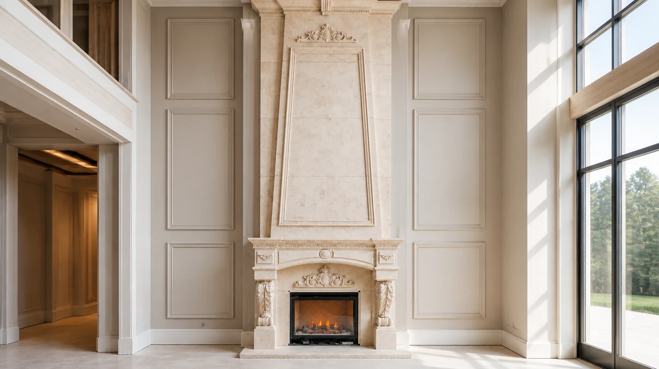Custom Cast Stone Mantel M-041
