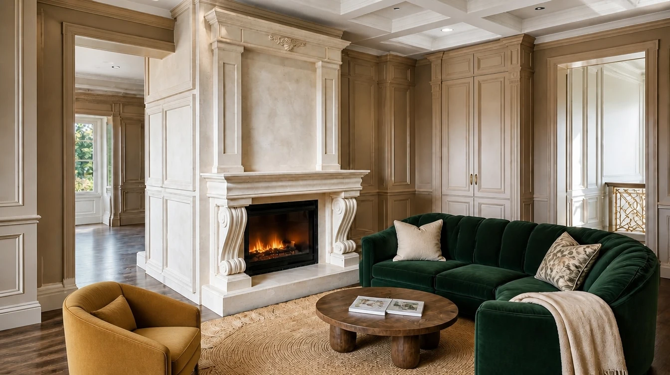 Custom Cast Stone Mantel M-043