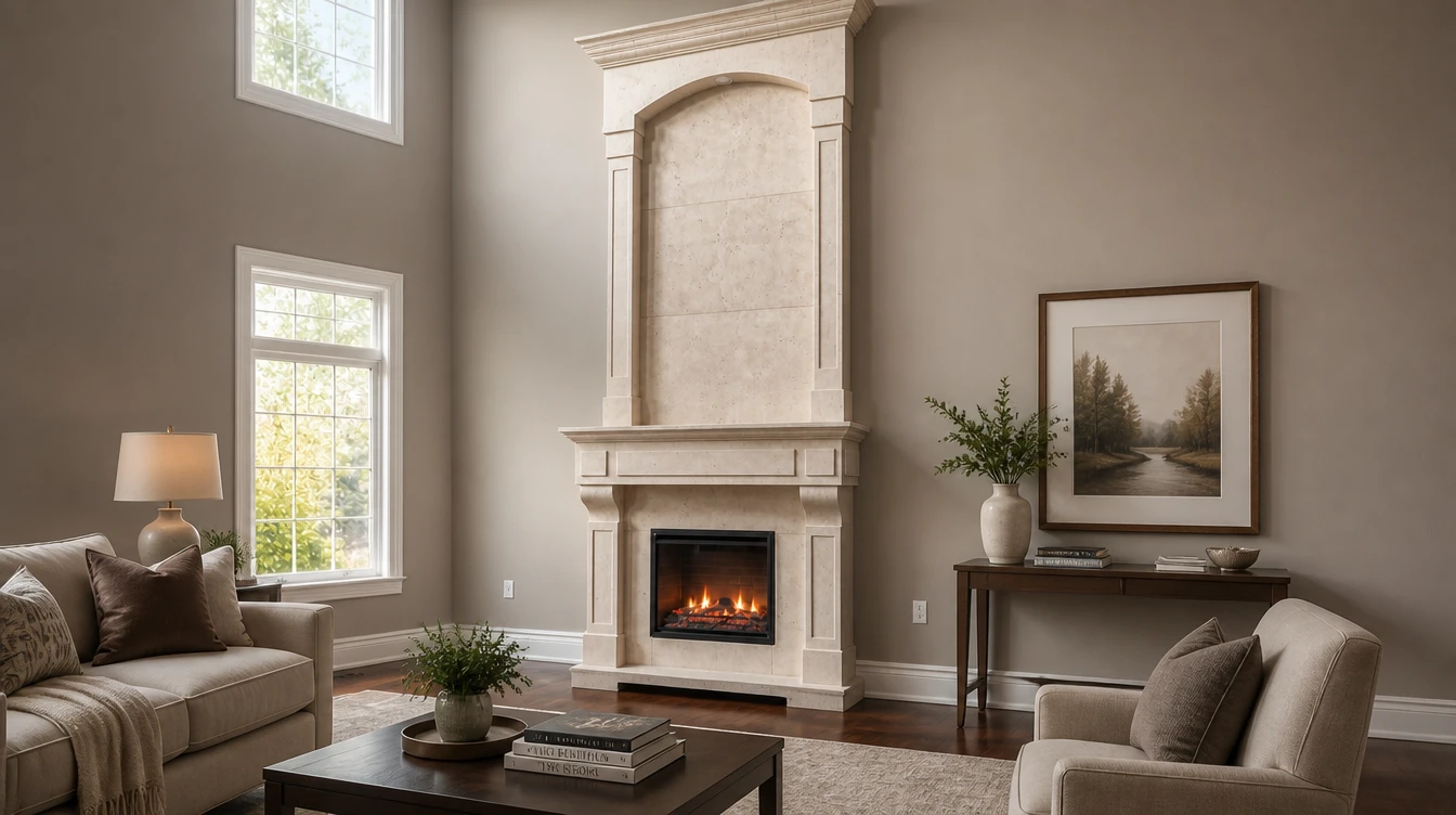 Custom Cast Stone Mantel M-044