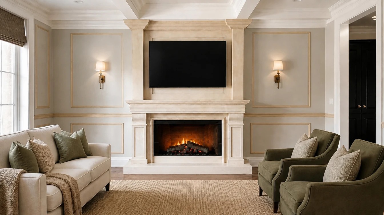 Custom Cast Stone Mantel M-048
