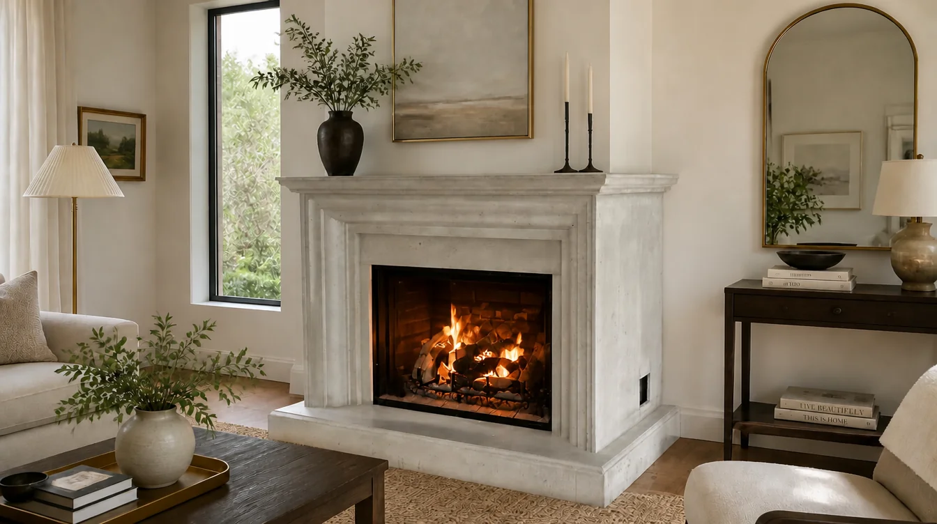 Custom Cast Stone Mantel M-053