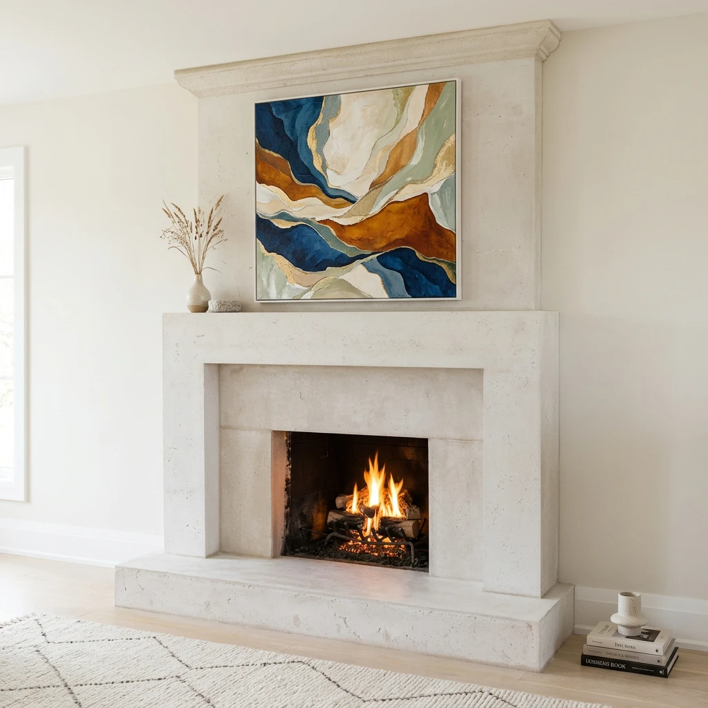 Custom Cast Stone Mantel M-029