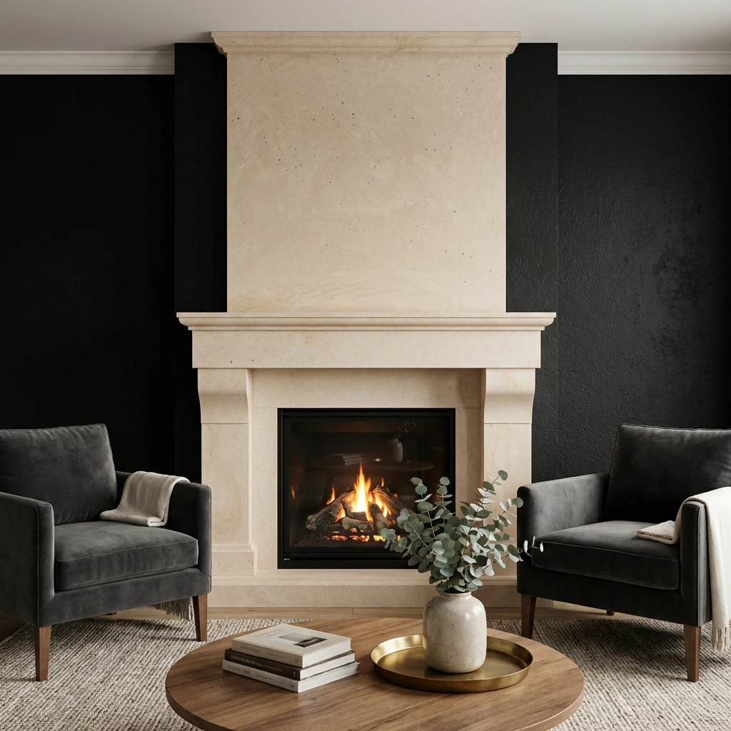 Custom Cast Stone Mantel M-031