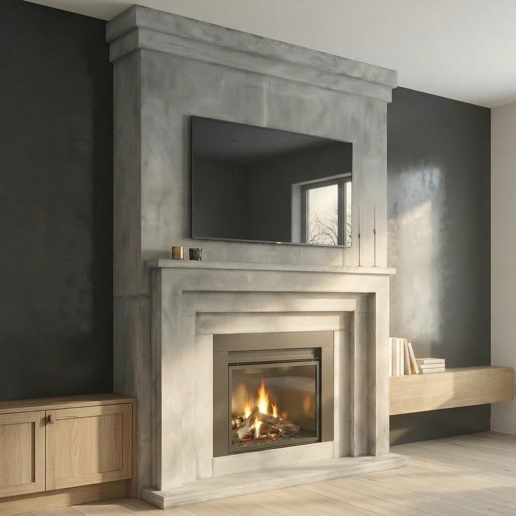 Custom Cast Stone Mantel M-032