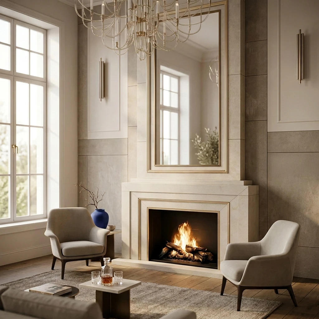 Custom Cast Stone Mantel M-034