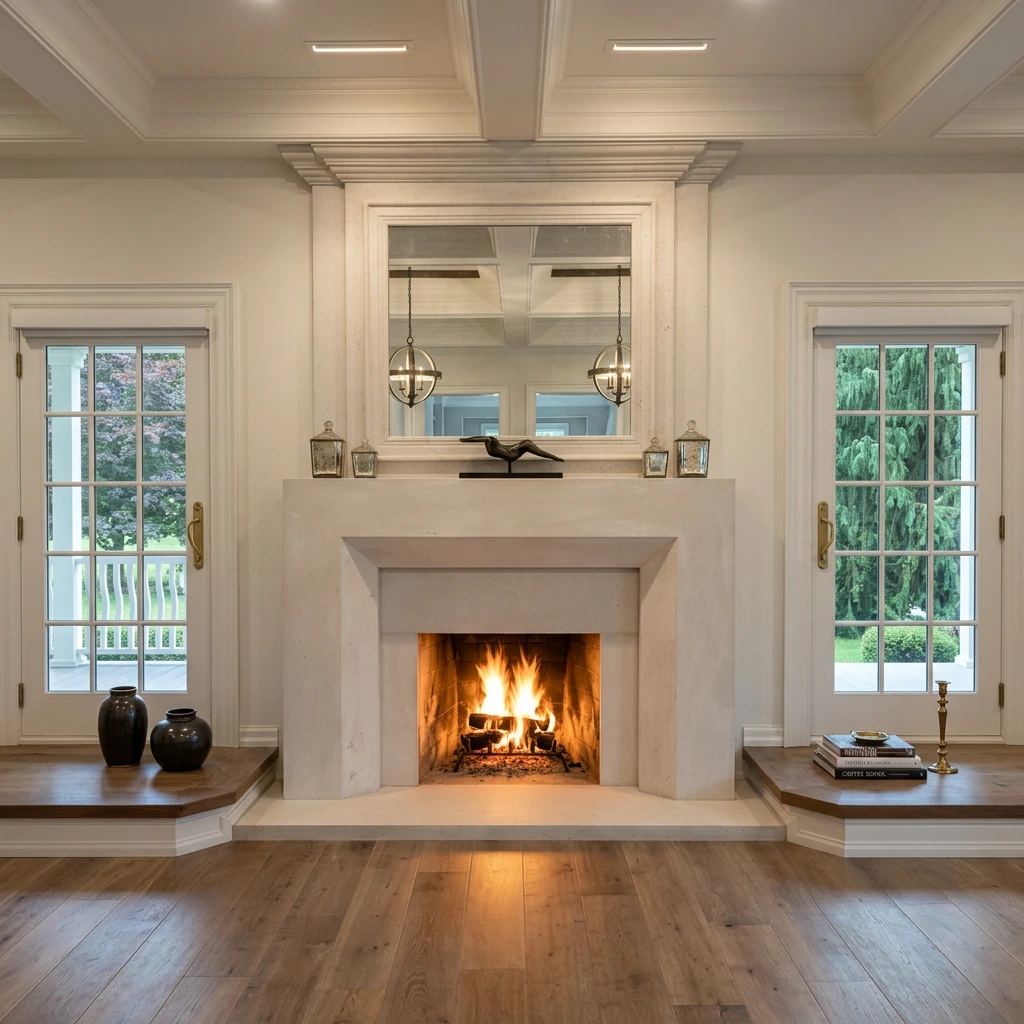 Custom Cast Stone Mantel M-013