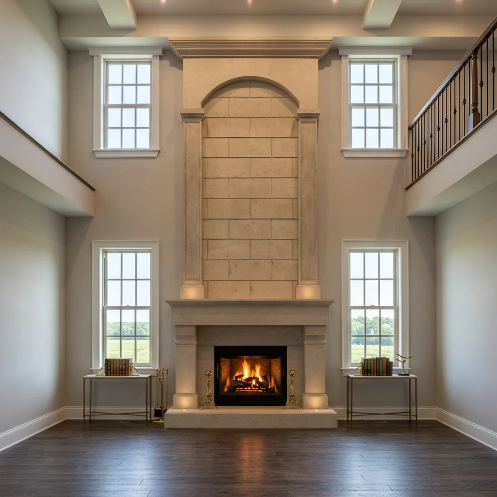 Custom Cast Stone Mantel M-014