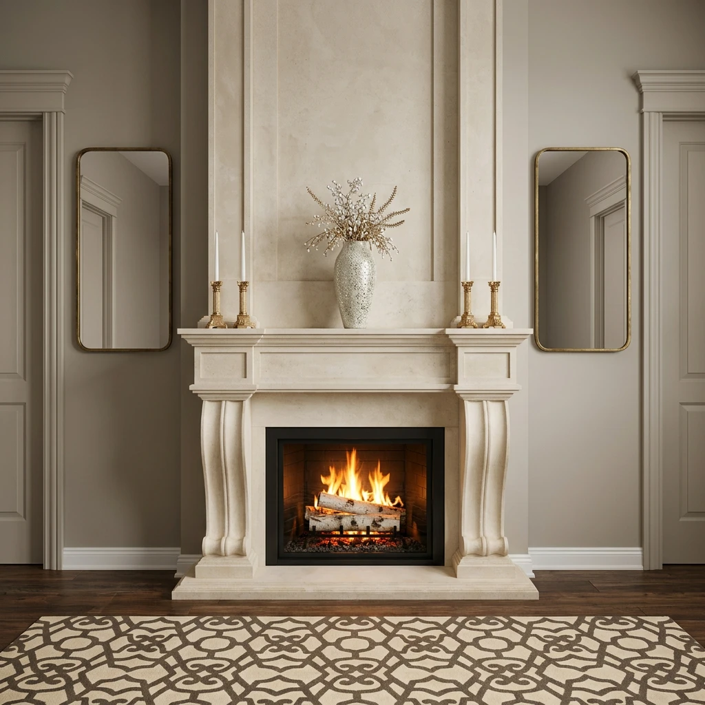 Custom Cast Stone Mantel M-015