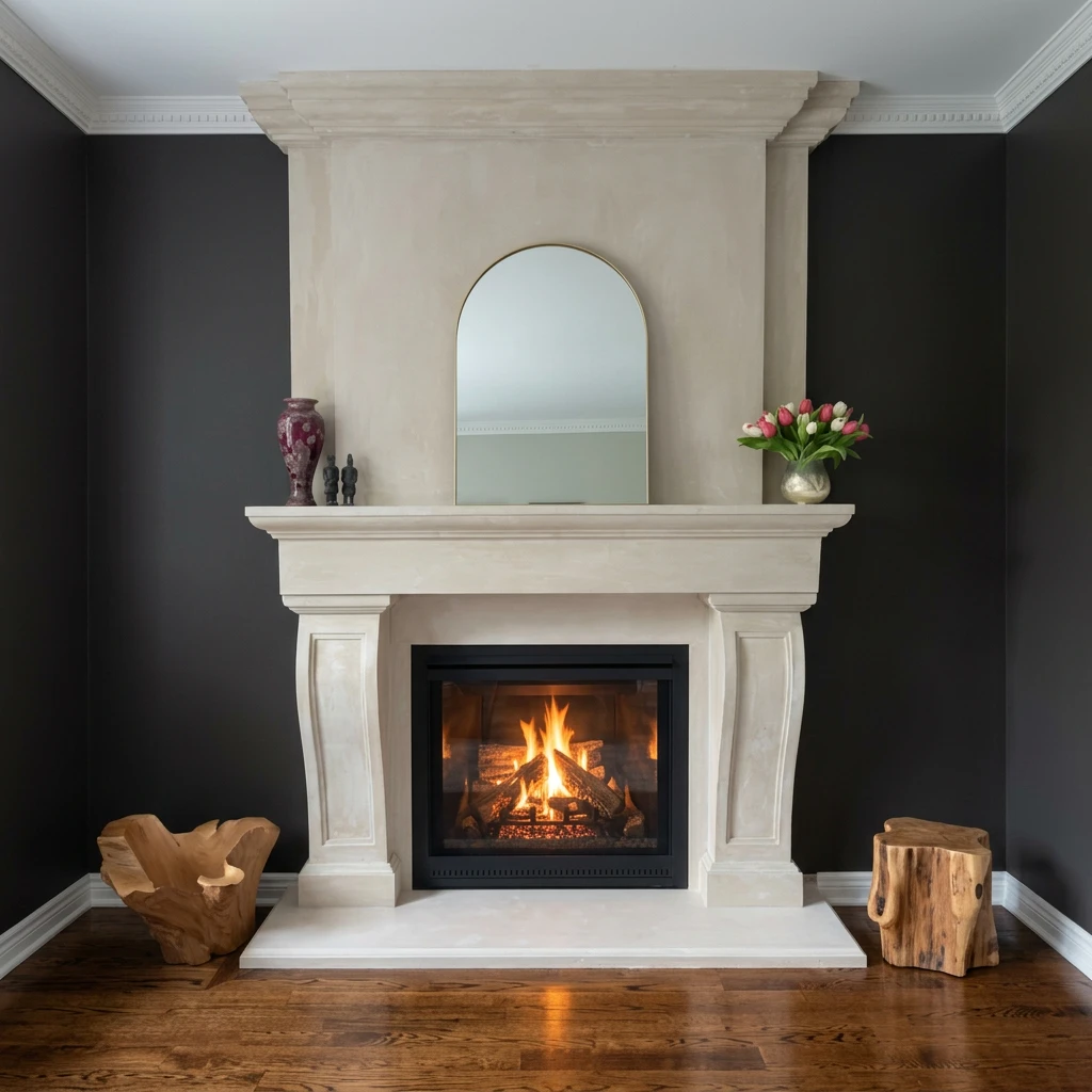 Custom Cast Stone Mantel M-017