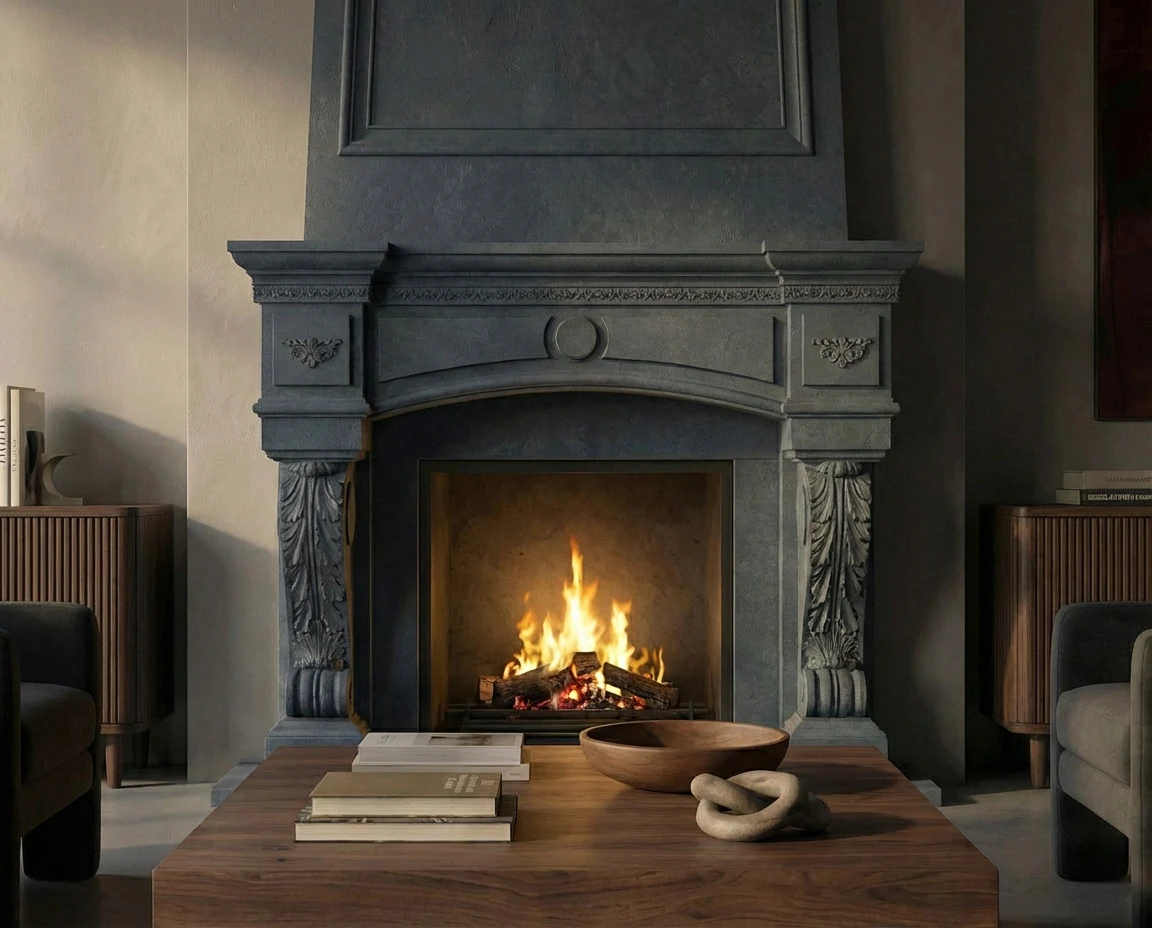 Custom Cast Stone Mantel M-002