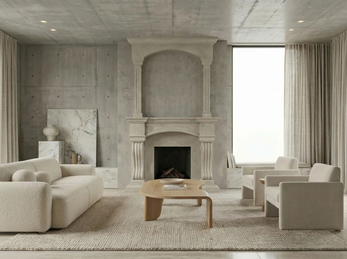 Custom Cast Stone Mantel M-005